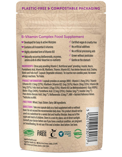 Together Health B Complex Vitamin – Vegan Supplement – 30 Capsules