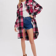 BLUIVY FLANNEL PLAID LONGLINE SHACKET