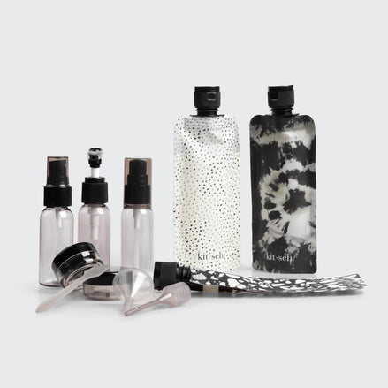 KITSCH Refillable Ultimate Travel 11pc Set - Black & Ivory