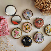 Quince fables Floral Embroidered Compact Mirror, Collection Sophia