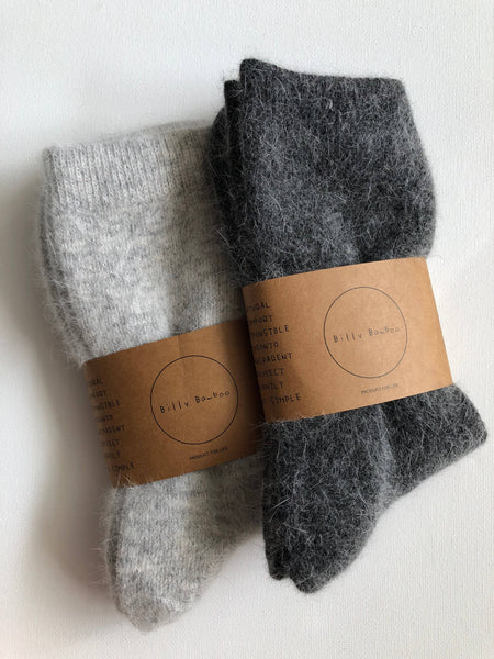 BILLY BAMBOO FLUFFY ANGORA SOCKS - NEUTRAL