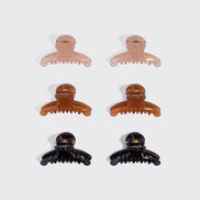 KITSCH Recycled Plastic Mini Arched Clips 6pc Set - Soft Pink, Mocha & Black