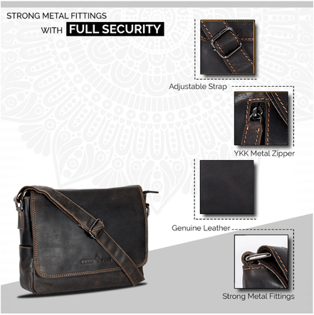 GREENWOOD LEATHER Smart Messenger Steven Mini 11"-GW113