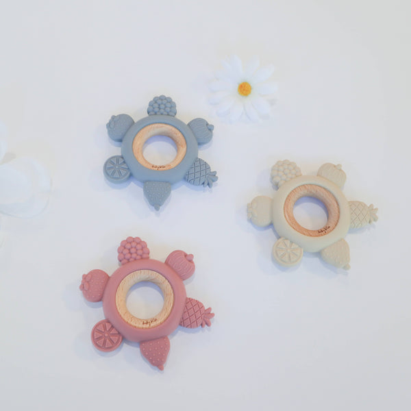 Baby Bliss Fruit Teether Ring - Dusty Rose