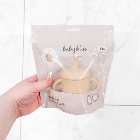Baby bliss Sippy Cup with Straw, Spill-Proof & Anti-Stain - Almond