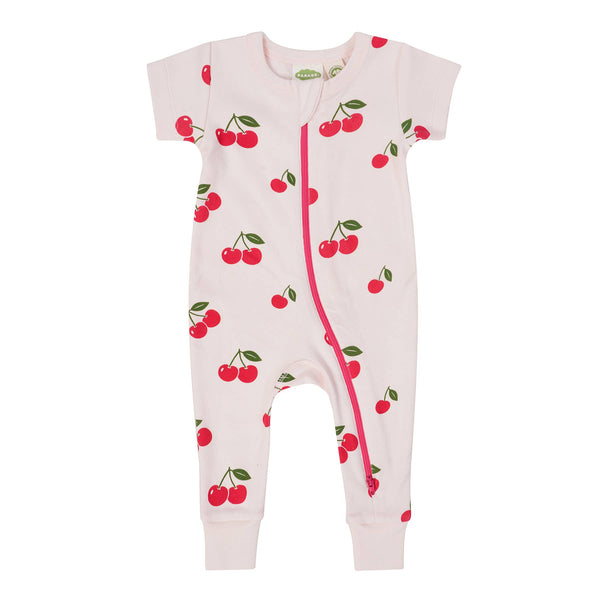 BABY Organic Signature Print '2-Way' Zip Romper - Short Sleeve