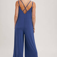 BLUIVY CRISS-CROSS BACK WIDE LEG JUMPSUIT