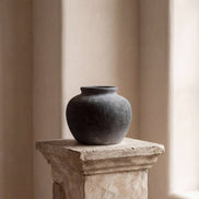 Terracotta Vase, Rounded Charcoal Form - Elna