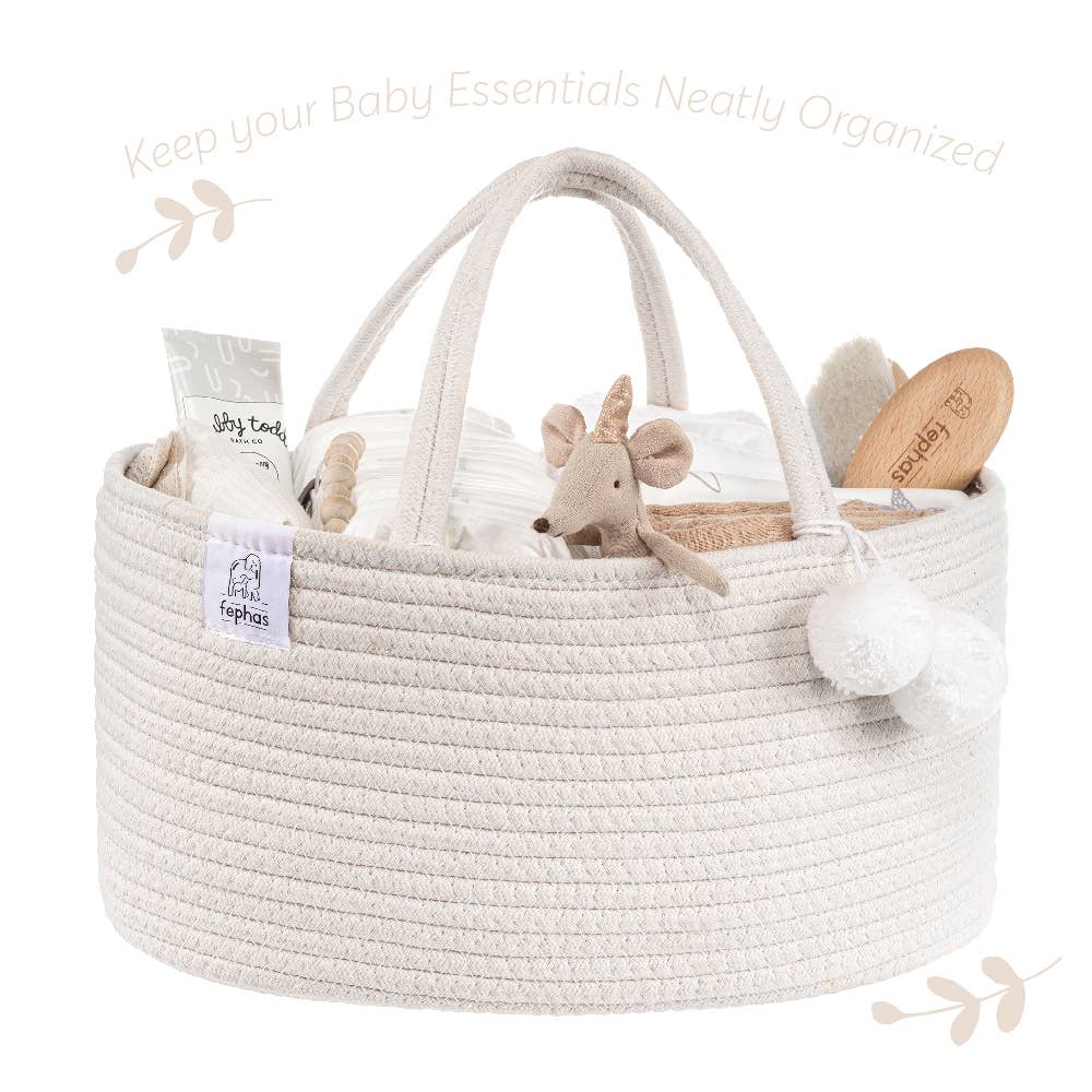 FEPHAS Rope Diaper Caddy- Off-white