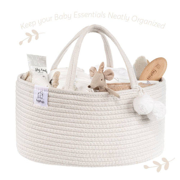FEPHAS Rope Diaper Caddy- Off-white