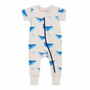 BABY Organic Signature Print '2-Way' Zip Romper - Short Sleeve