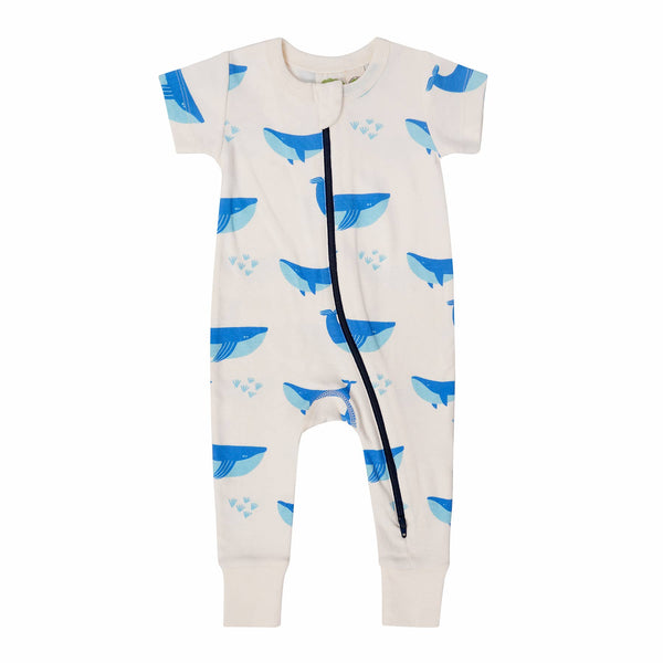 BABY Organic Signature Print '2-Way' Zip Romper - Short Sleeve
