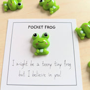 UNLIFTED INK Pocket Frog Encouragement Card with Mini Figurine