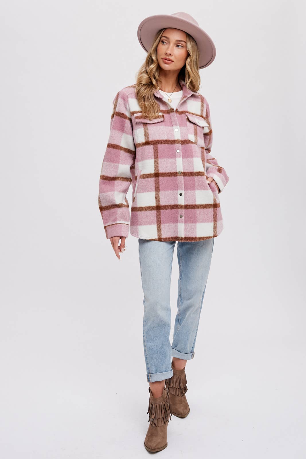 BLUIVY PLAID BRUSHED FLANNEL SHACKET
