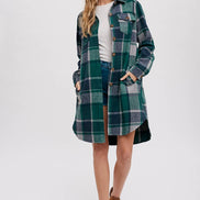BLUIVY FLANNEL PLAID LONGLINE SHACKET