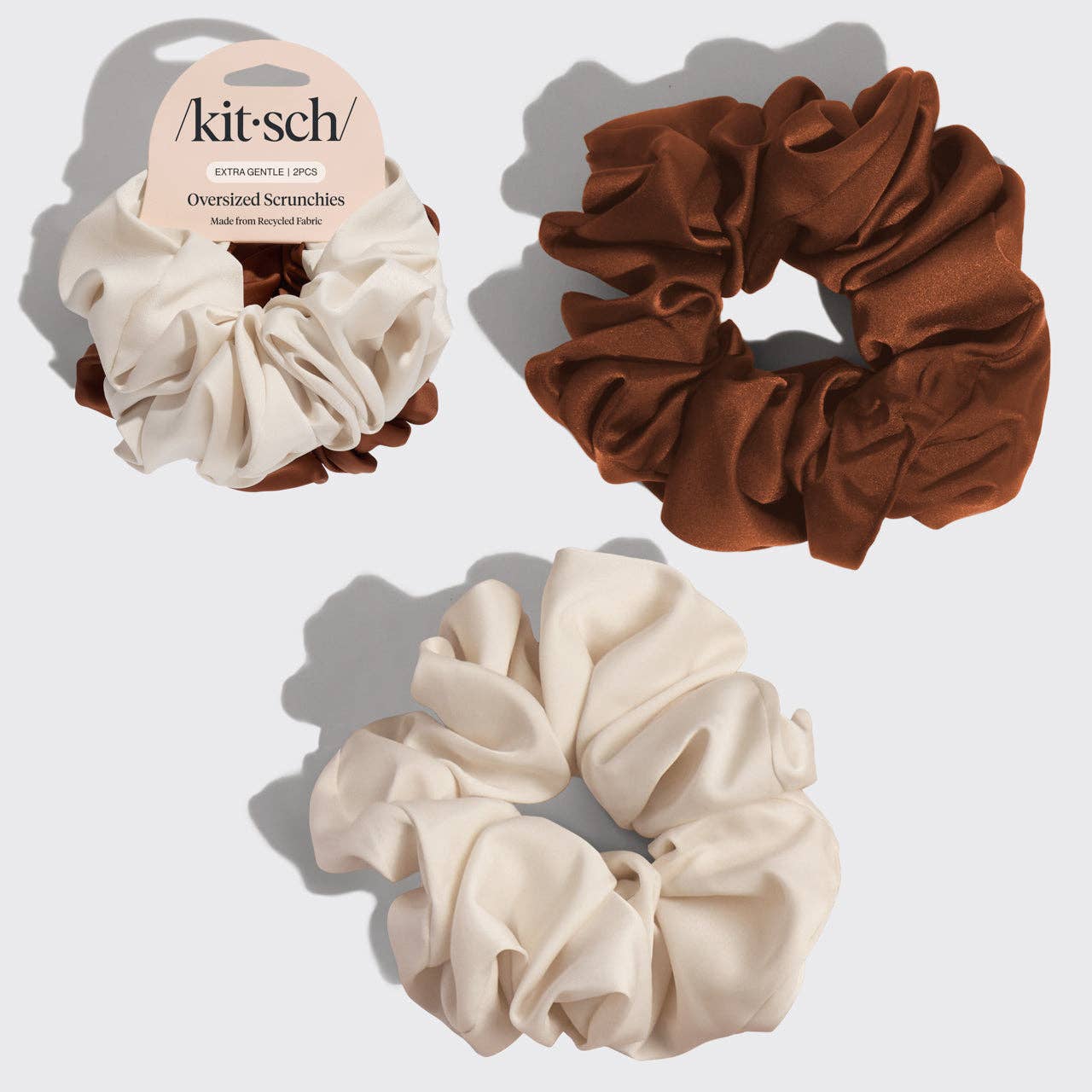 KITSCH Cream & Camel Oversized Scrunchies