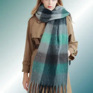 JC SUNNY FASHION Oversized Colorful Cozy Long Fringe Fuzzy Scarf