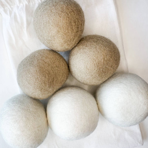 Natural Organic Handmade Wool Dryer Balls - Set of 6