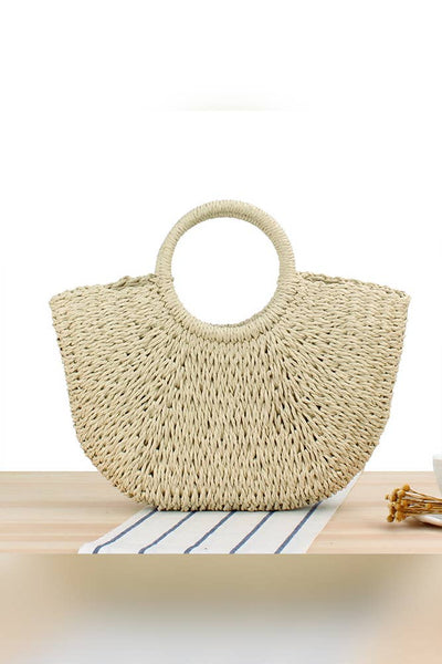 Hand Knitting Casual Summer Beach Straw Bag