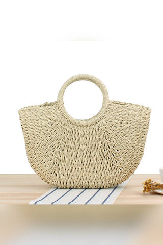 Hand Knitting Casual Summer Beach Straw Bag