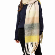 JC SUNNY FASHION Oversized Colorful Cozy Long Fringe Fuzzy Scarf