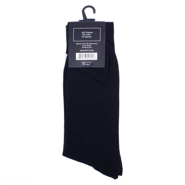 Men 12 Pk Assorted Black Fancy Pattern Poly Socks-DSP12C-BK