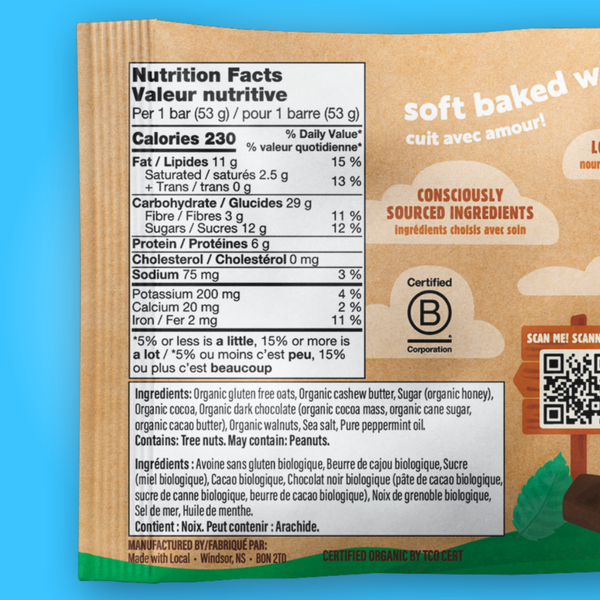 MADE WITH LOCAL Mint Chocolate Chip | Organic Real Food Bar