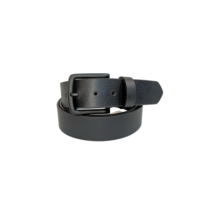 GREENWOOD LEATHER Leather Black Belt with Black Buckle