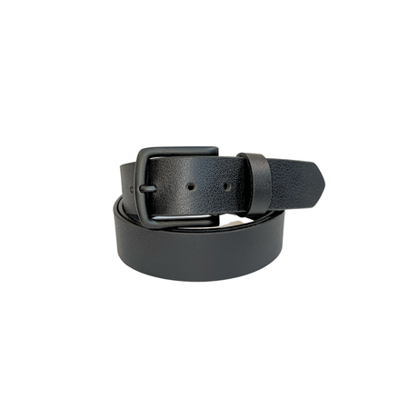 GREENWOOD LEATHER Leather Black Belt with Black Buckle