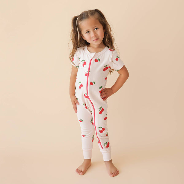 BABY Organic Signature Print '2-Way' Zip Romper - Short Sleeve