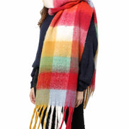 JC SUNNY FASHION Oversized Colorful Cozy Long Fringe Fuzzy Scarf
