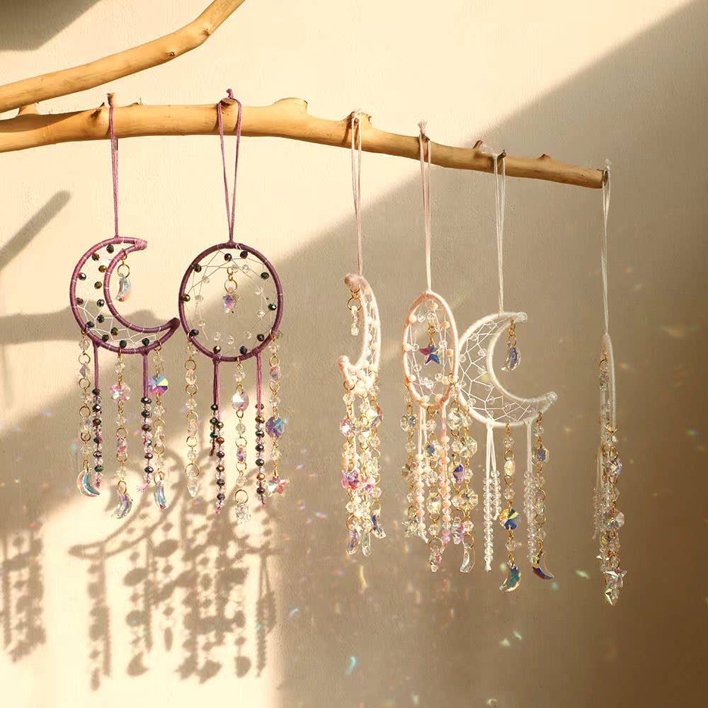 Crystolver Woven round/moon Suncatcher Hanging