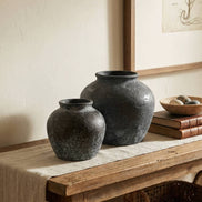 Ceramic Vase, Vintage Style, Black - Athena