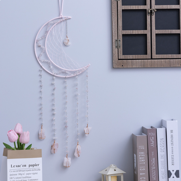 Crystolver 75cm Crystal Agate Large Moon Dream Catcher