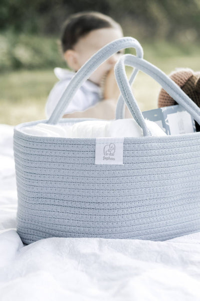FEPHAS Rope Diaper Caddy | Misty Blue