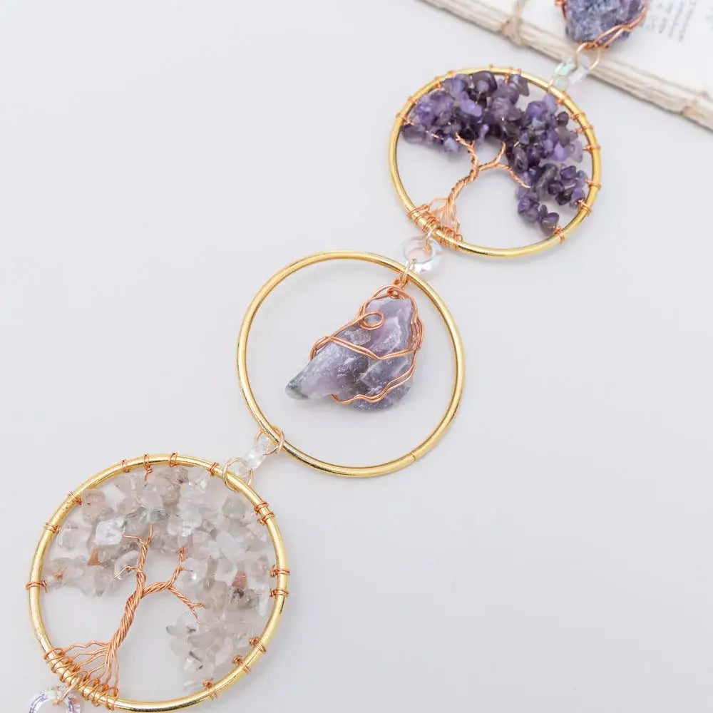 Crystolver Tree of Life Gemstone Beaded Wall Hanger