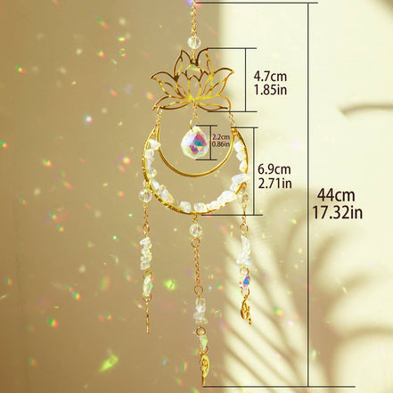 Crystolver Lotus Moon Suncatcher Crystal Prism Hanging