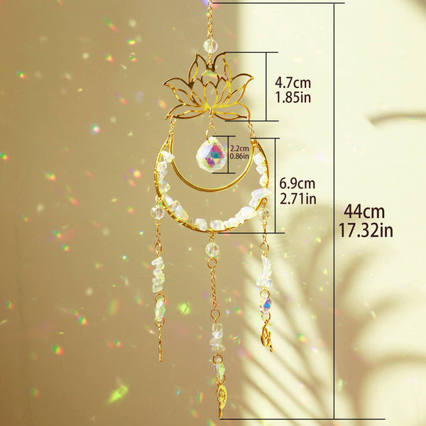 Crystolver Lotus Moon Suncatcher Crystal Prism Hanging