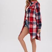 BLUIVY FLANNEL PLAID LONGLINE SHACKET
