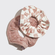 KITSCH Microfiber Quick-Dry Towel Scrunchie 2PC- Terracotta Checker