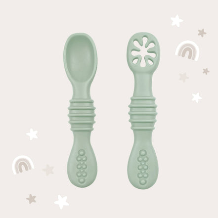 Baby bliss Infant Training Spoons for Self Feeding - Sage