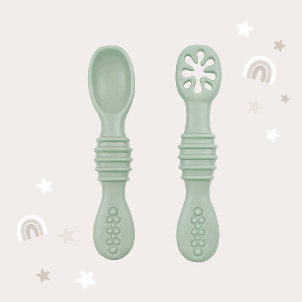 Baby bliss Infant Training Spoons for Self Feeding - Sage