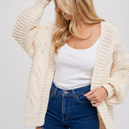 BLUIVY CHUNKY CABLE CARDIGAN
