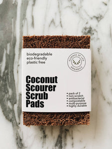 Essence of Life Organics Coconut Scourer Scrub Pads, 100% plant based and compostable, pack of 2