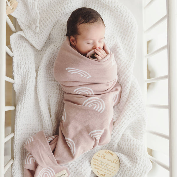 Bleu La La 100% Luxury Cotton Swaddle Receiving Baby Blanket - Rainbow