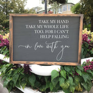 Rustic wooden sign, inspirational sign, Take my hand