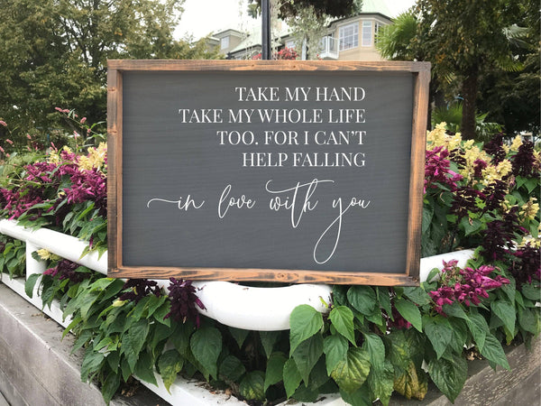 Rustic wooden sign, inspirational sign, Take my hand