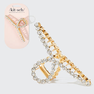 Metal Rhinestone Loop Claw Clip 1pc- Gold