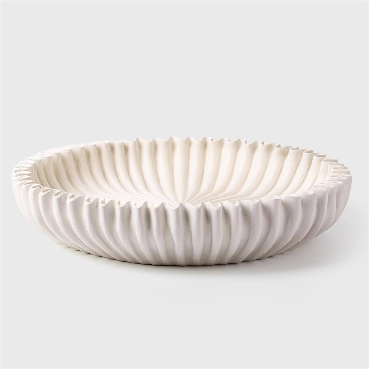 TRUU Scalloped Shallow Ceramic Plate, White 14.2