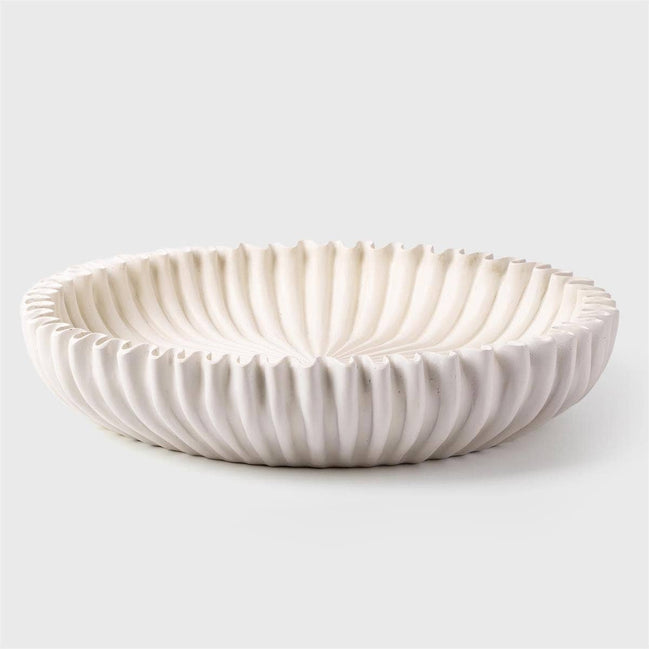 TRUU Scalloped Shallow Ceramic Plate, White 14.2"Dx2.8"